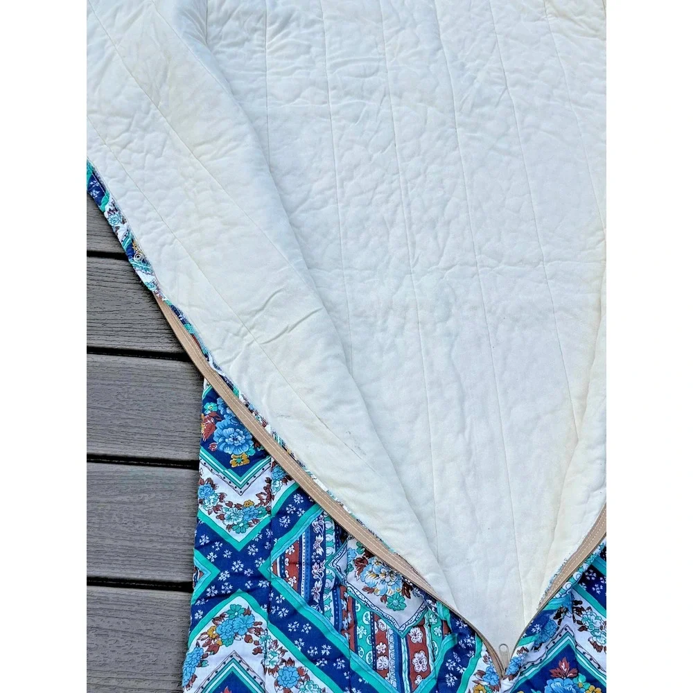 Vintage 1970s Wearable Sleeping Bag Boho Floral Patchwork Snuggi YKK Zip